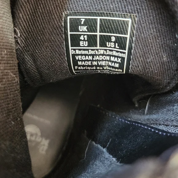 Dr. Martens Jadon Max Vegan Black Crushed Velvet Plaform Boots Ribbon Laces Sz 9 - Picture 7 of 12